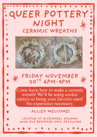 Queer Pottery Night (Nov) Ceramic Wreaths!